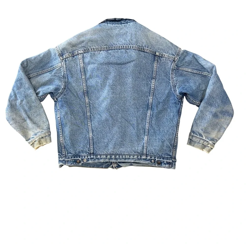 Levis Sherpa Trucker Jacket Mens L‎ Blue Fair Vintage 70609 Denim Made in USA